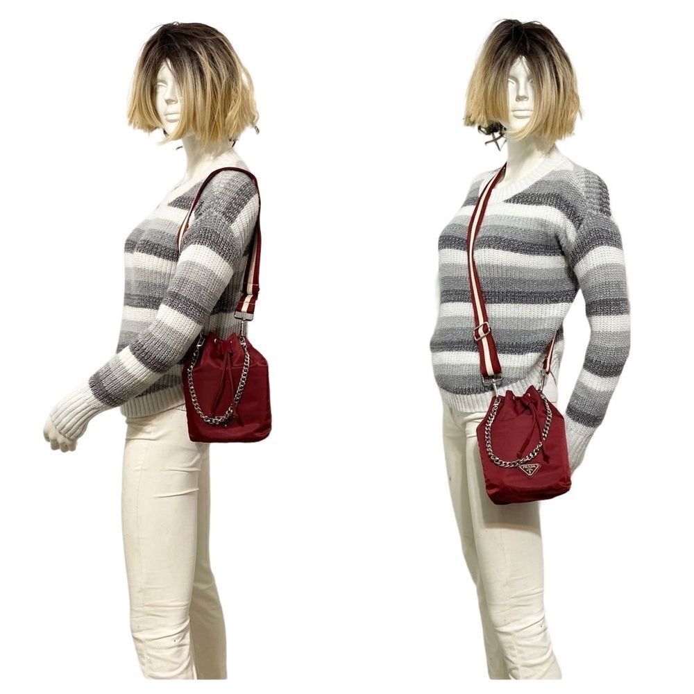 COPY - PRADA Nylon Silvertone Pouch to Shoulder Crossbody Bag 💼 P1 - Picture 4 of 17